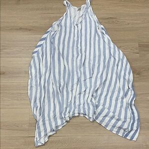 Blue and White Striped Midi Dress